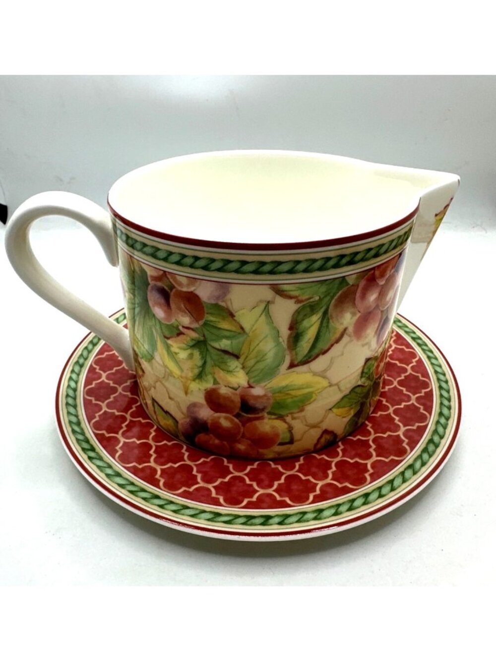 Retired Fitz and Floyd Sonoma Gravy Boat 12 oz Creamer Pitcher Grape Leaf Motif - Picture 15 of 15